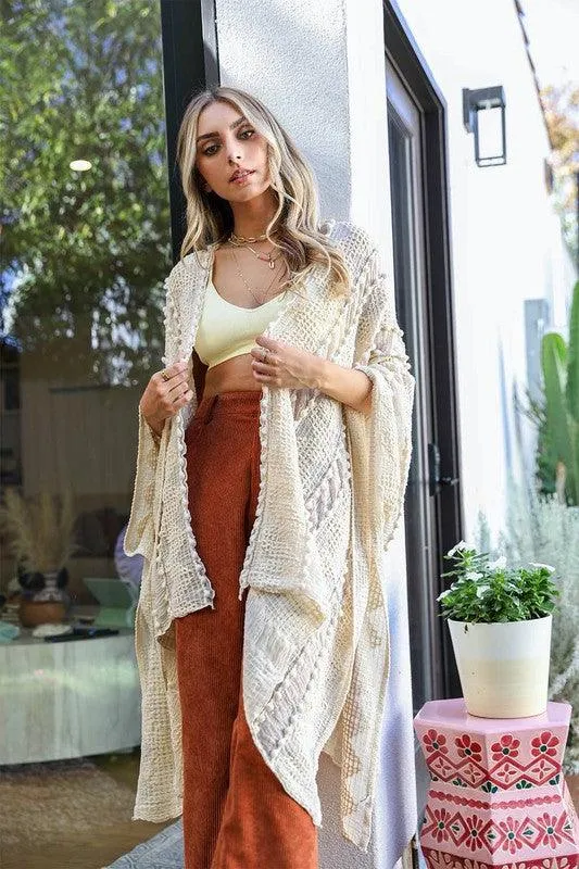 Leto Embroidered Zig Zag Soft Kimono