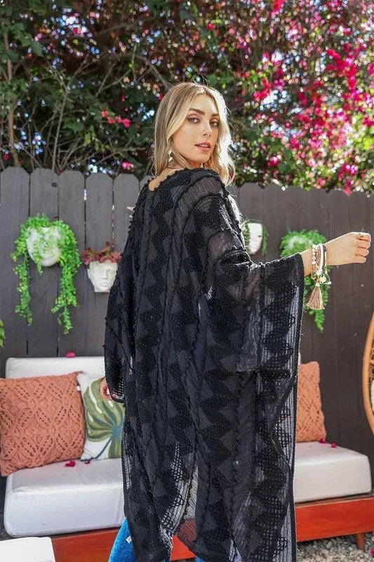 Leto Embroidered Zig Zag Soft Kimono