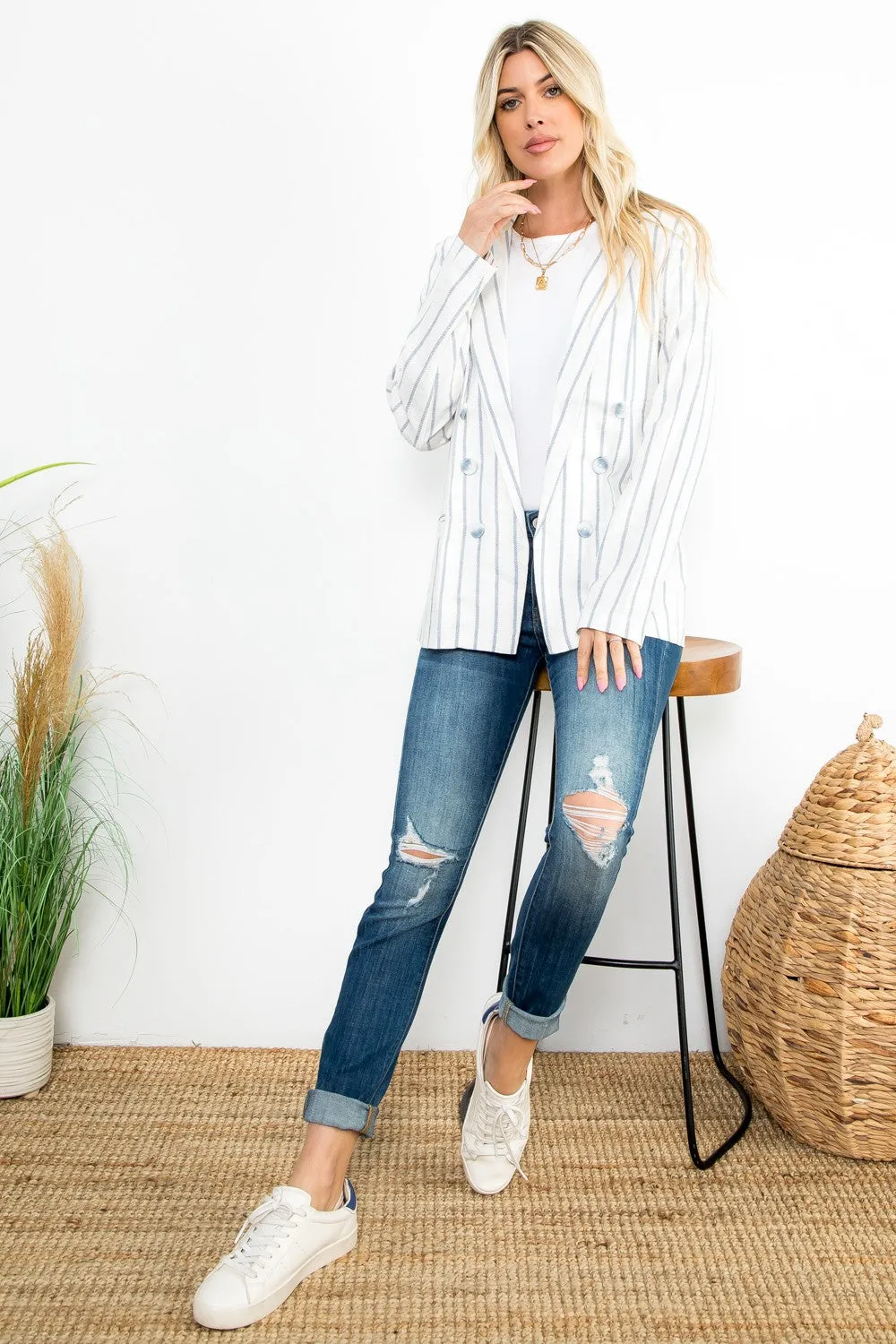 Linen Stripe Blazer