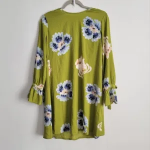 LOFT green floral silky short dress