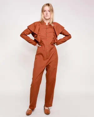 Lola ruffled jumpsuit in microchecks