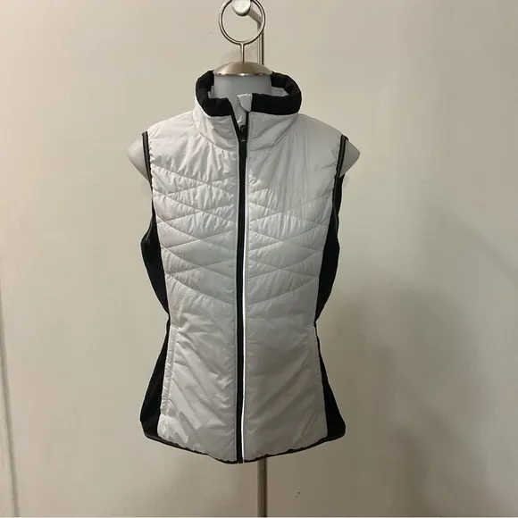 Lole Icy White Black  Down Puffer Vest Size M