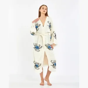 Long Evil Eye Kimono, Cotton Kimono, Evil Eye Robe, Kaftan