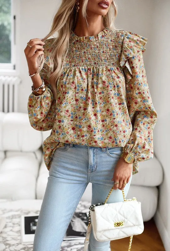 Long sleeve floral blouse