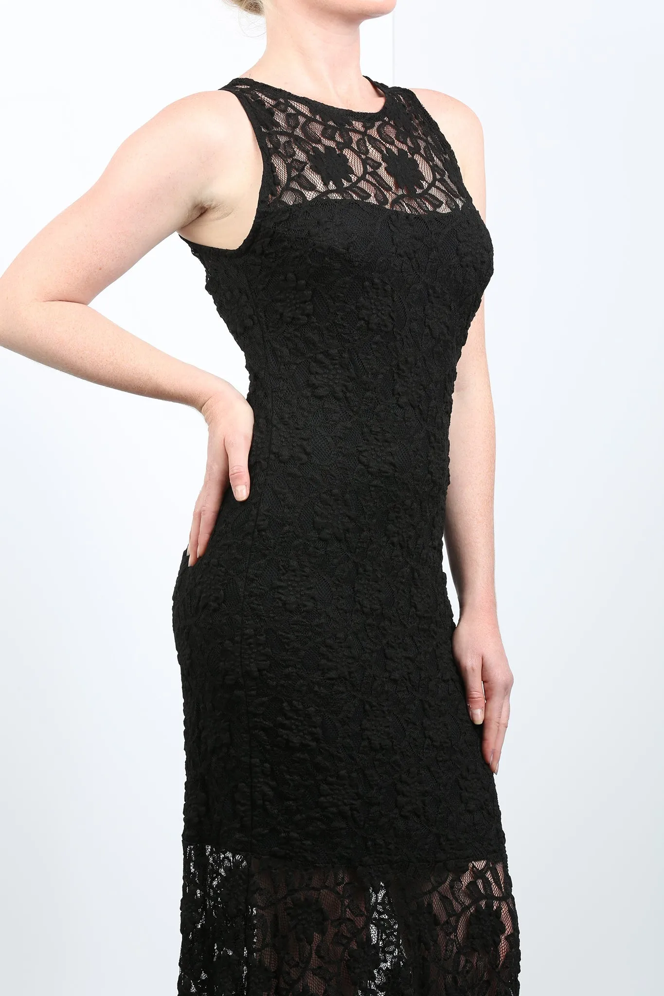 MADELINE Fitted Lace Dress Black
