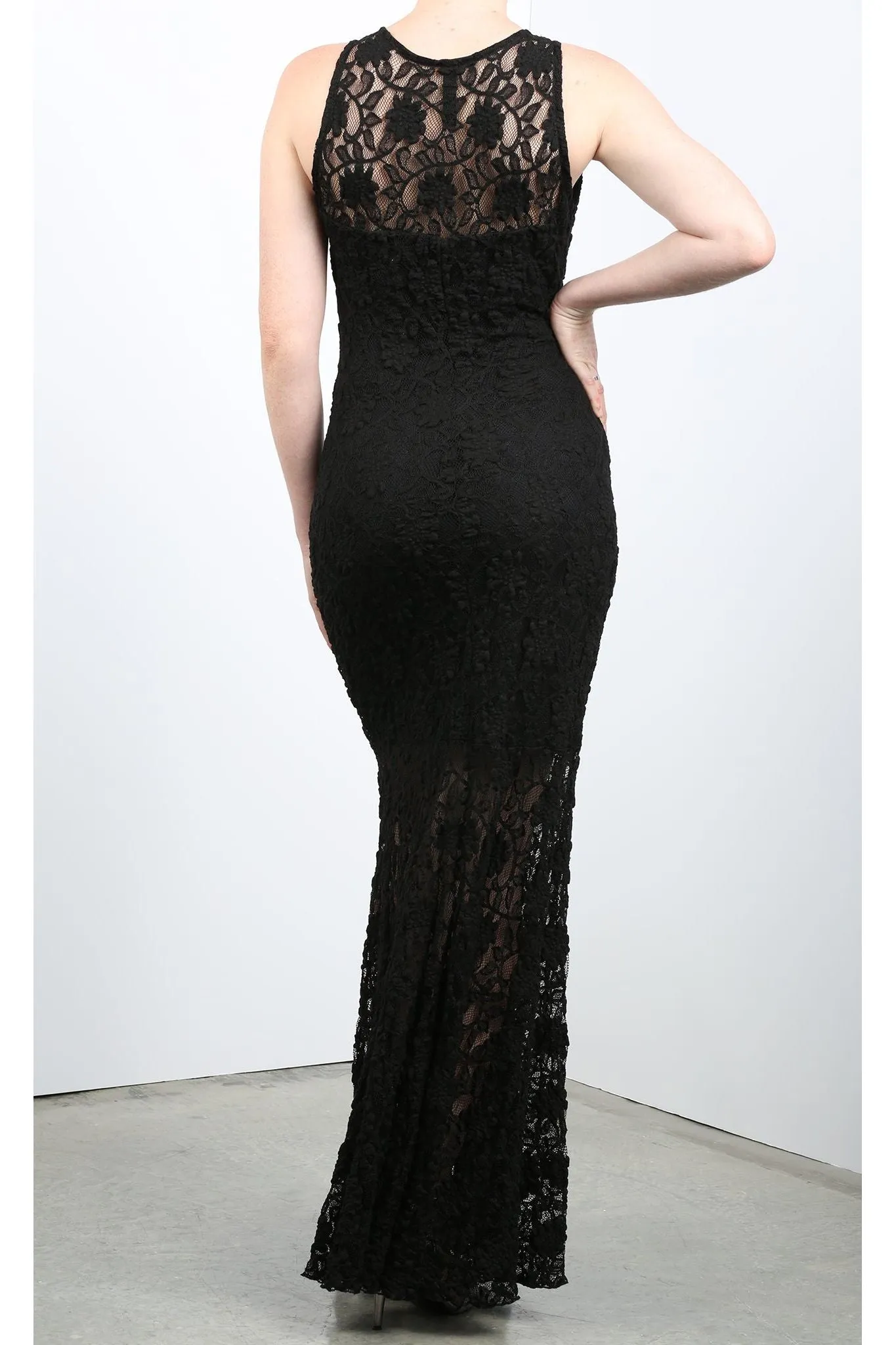 MADELINE Fitted Lace Dress Black
