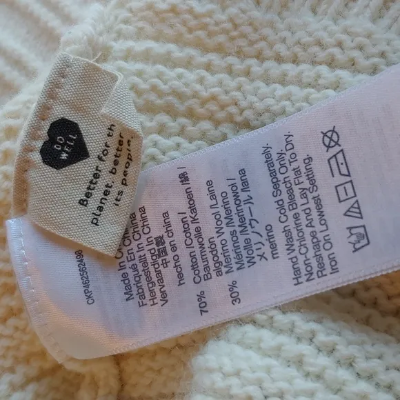 Madewell Women's Cotton/ Wool Blend Cream Ruffled Knit Sweater size XSmall