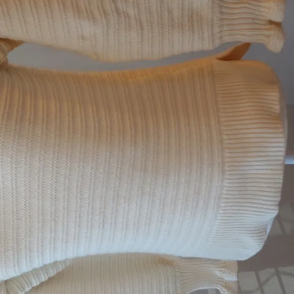 Madewell Women's Cotton/ Wool Blend Cream Ruffled Knit Sweater size XSmall