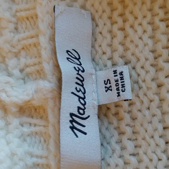 Madewell Women's Cotton/ Wool Blend Cream Ruffled Knit Sweater size XSmall
