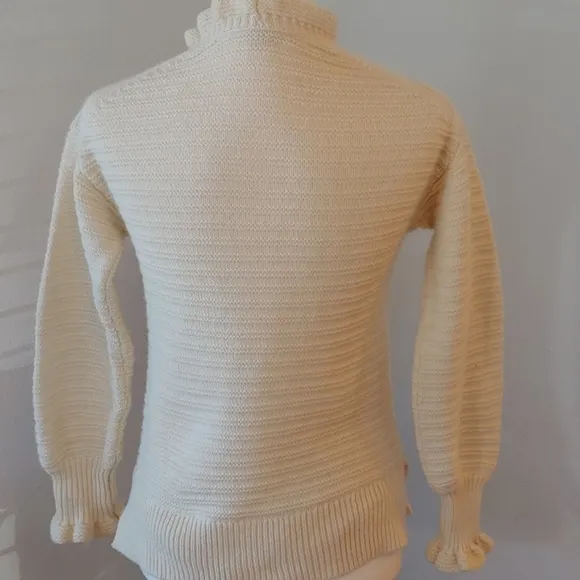 Madewell Women's Cotton/ Wool Blend Cream Ruffled Knit Sweater size XSmall