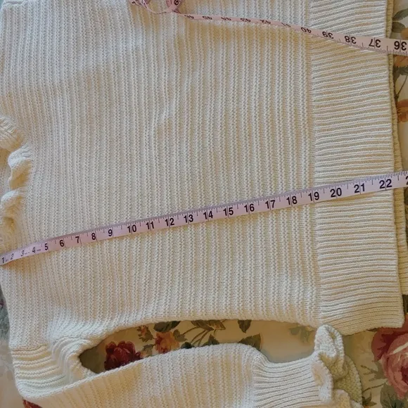 Madewell Women's Cotton/ Wool Blend Cream Ruffled Knit Sweater size XSmall