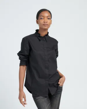 man's shirt w/ frill - black