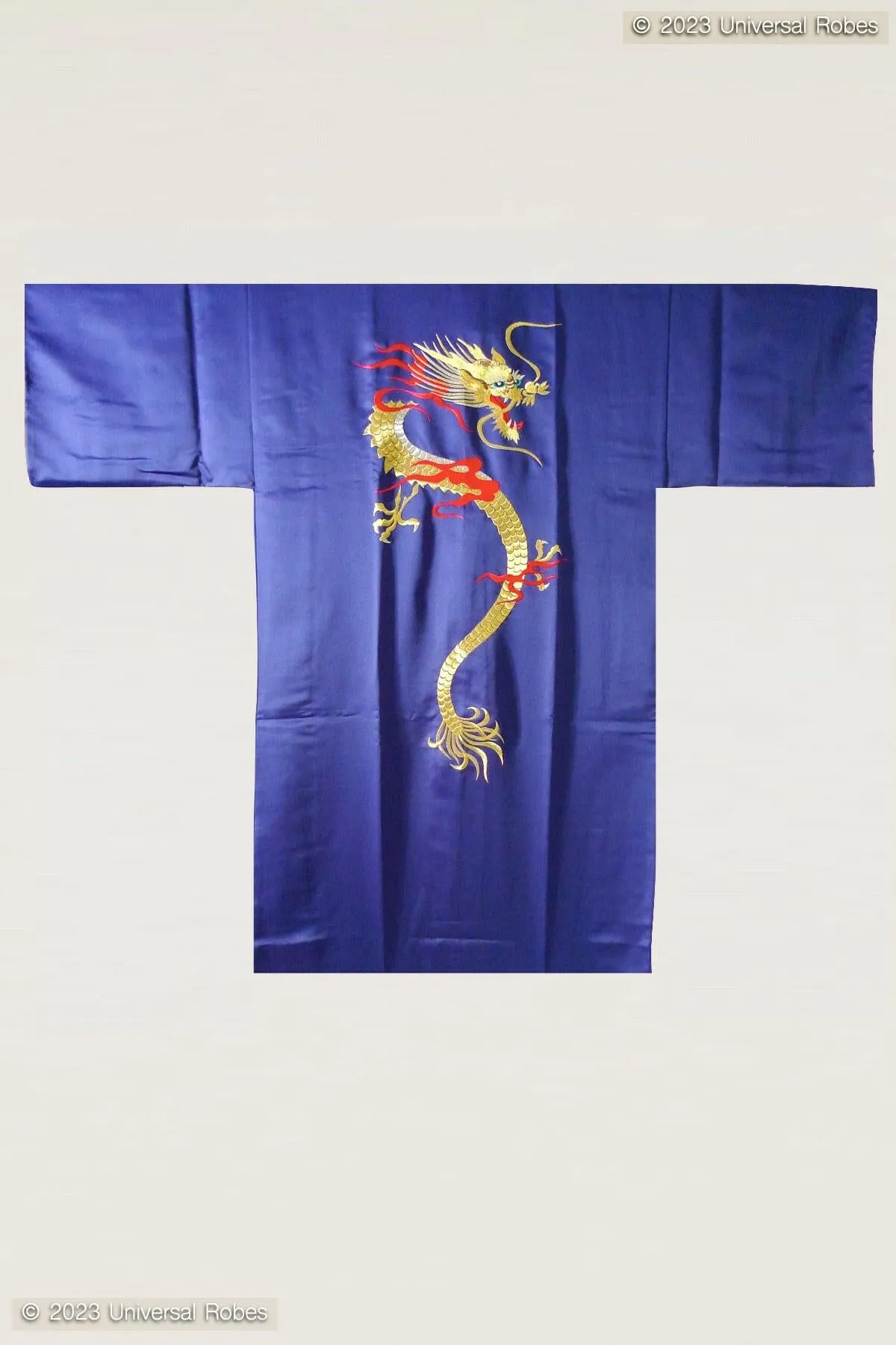 Men Flare Dragon Polyester Short Kimono
