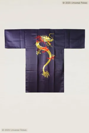 Men Flare Dragon Polyester Very Short Kimono