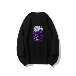 Mens Halloween Skull Supply Graphic Sweatshirts