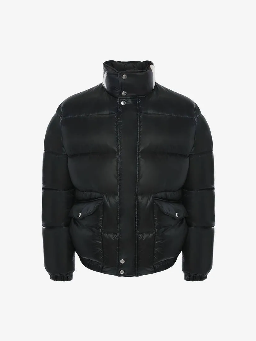 Men's McQueen Graffiti Puffer Jacket in Black