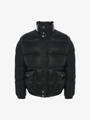Men's McQueen Graffiti Puffer Jacket in Black