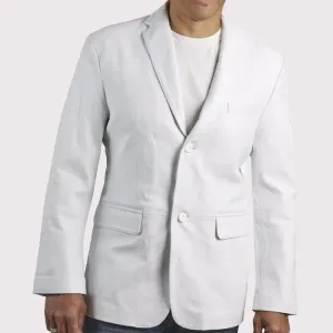 Men’s White Leather Blazer – Celebrity Style Smart Fit