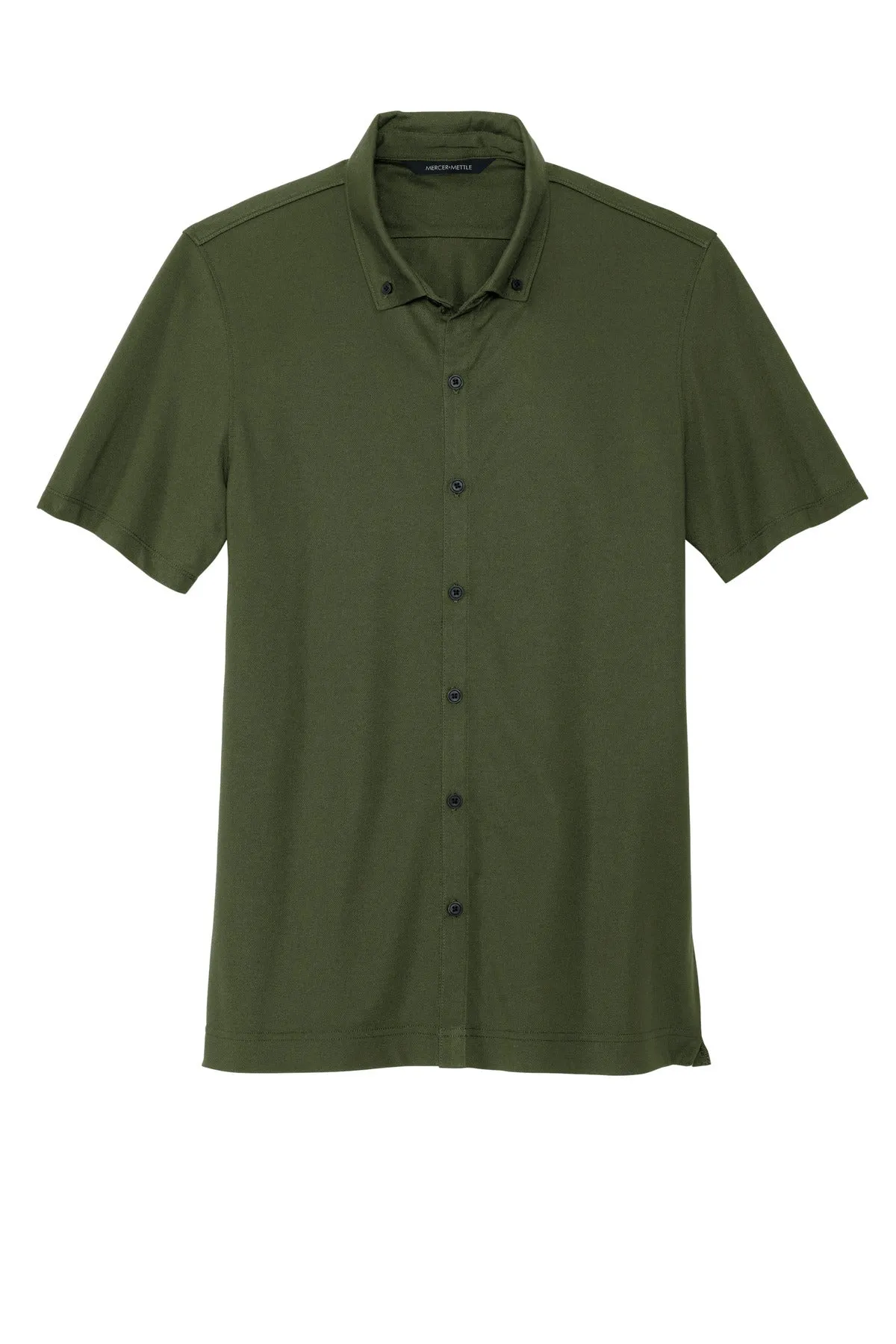 Mercer Mettle Stretch Pique Full-Button Polo MM1006 Townsend Green