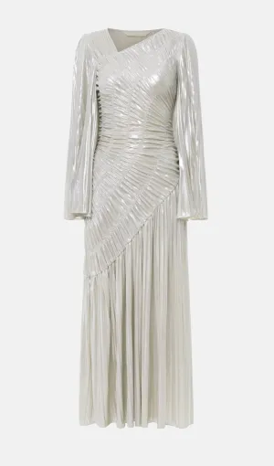 Metallic Ruffled Maxi Dress