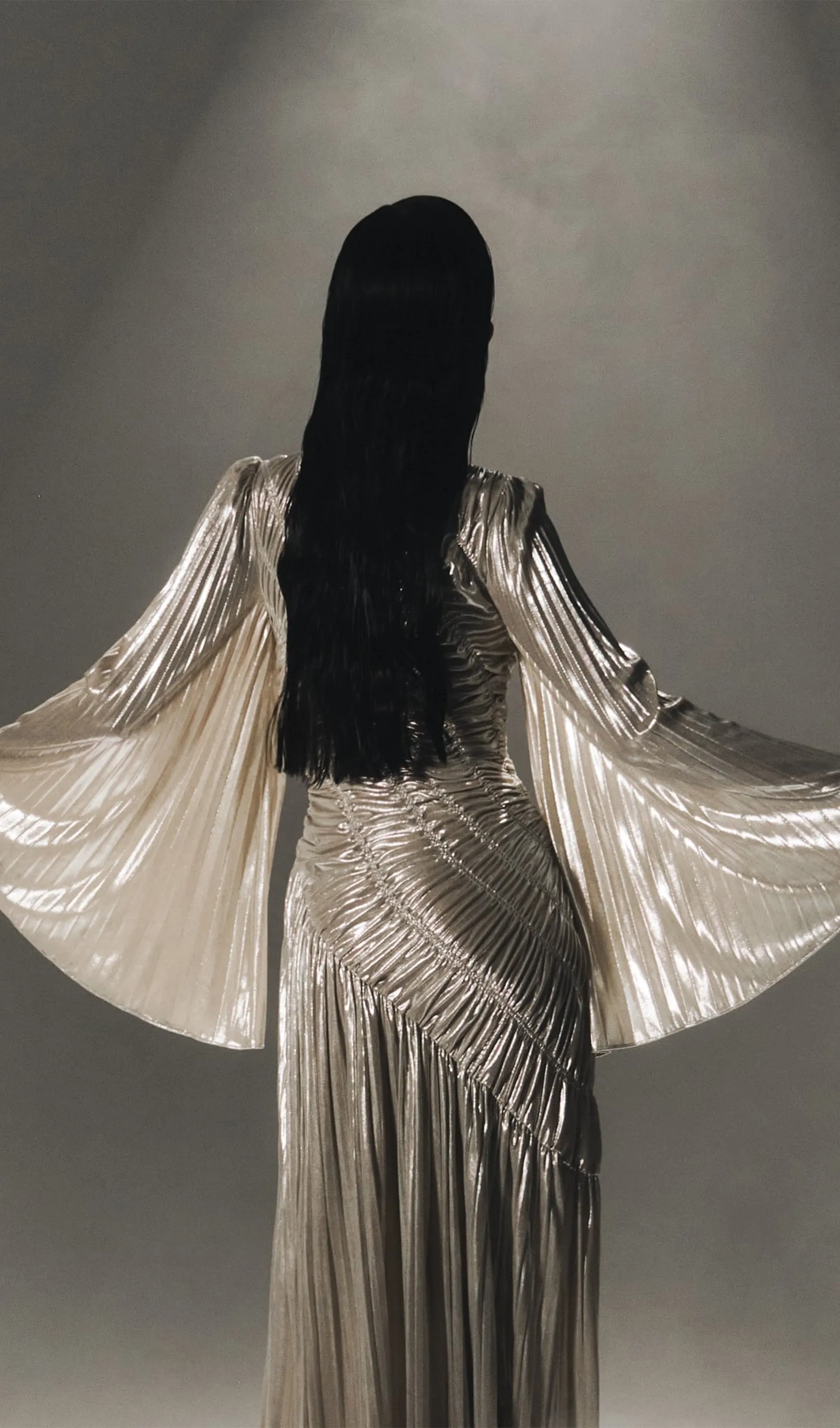 Metallic Ruffled Maxi Dress