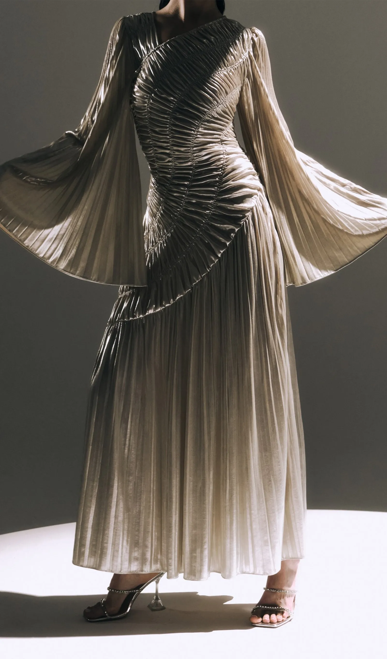 Metallic Ruffled Maxi Dress