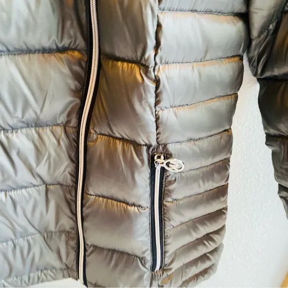 MICHAEL Kors Asymmetrical Zip Packable Puffer Down Silver