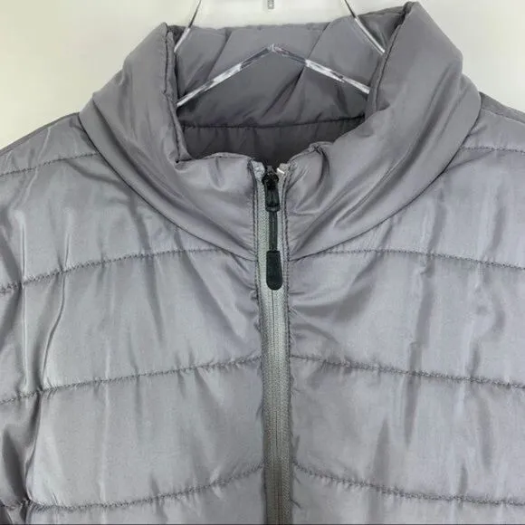 Michael Kors Gray Puffer Jacket w/Silver Logo On Arm Sz L