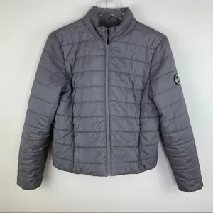 Michael Kors Gray Puffer Jacket w/Silver Logo On Arm Sz L