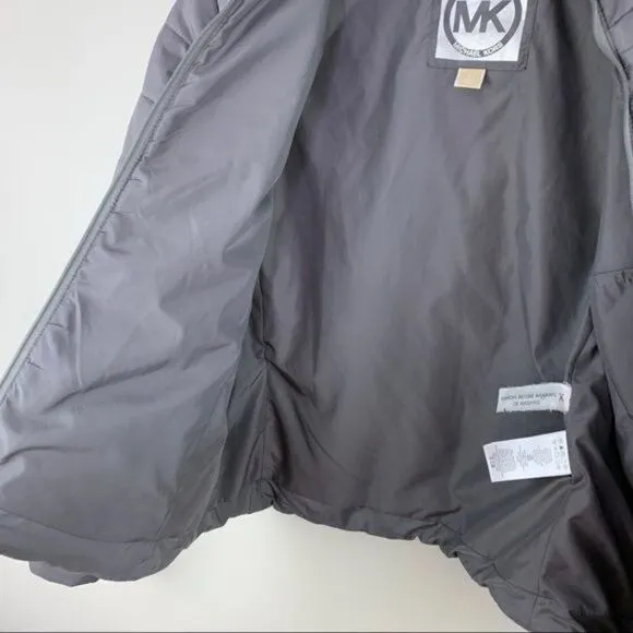 Michael Kors Gray Puffer Jacket w/Silver Logo On Arm Sz L