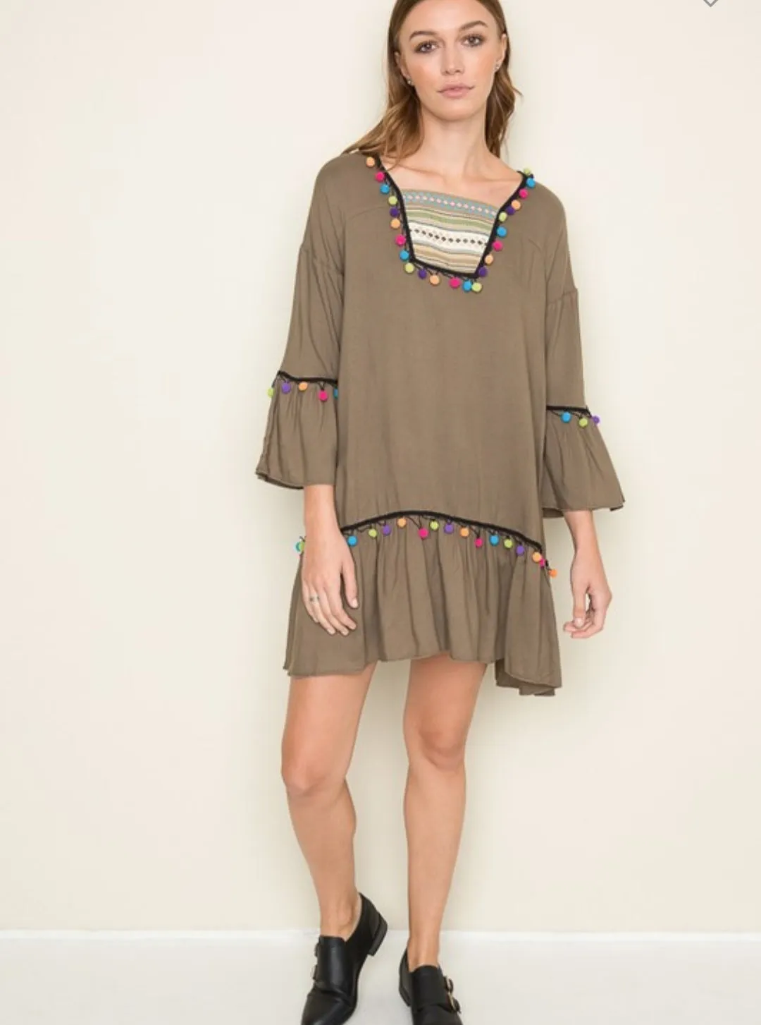 Multi Color Pom Pom Dress