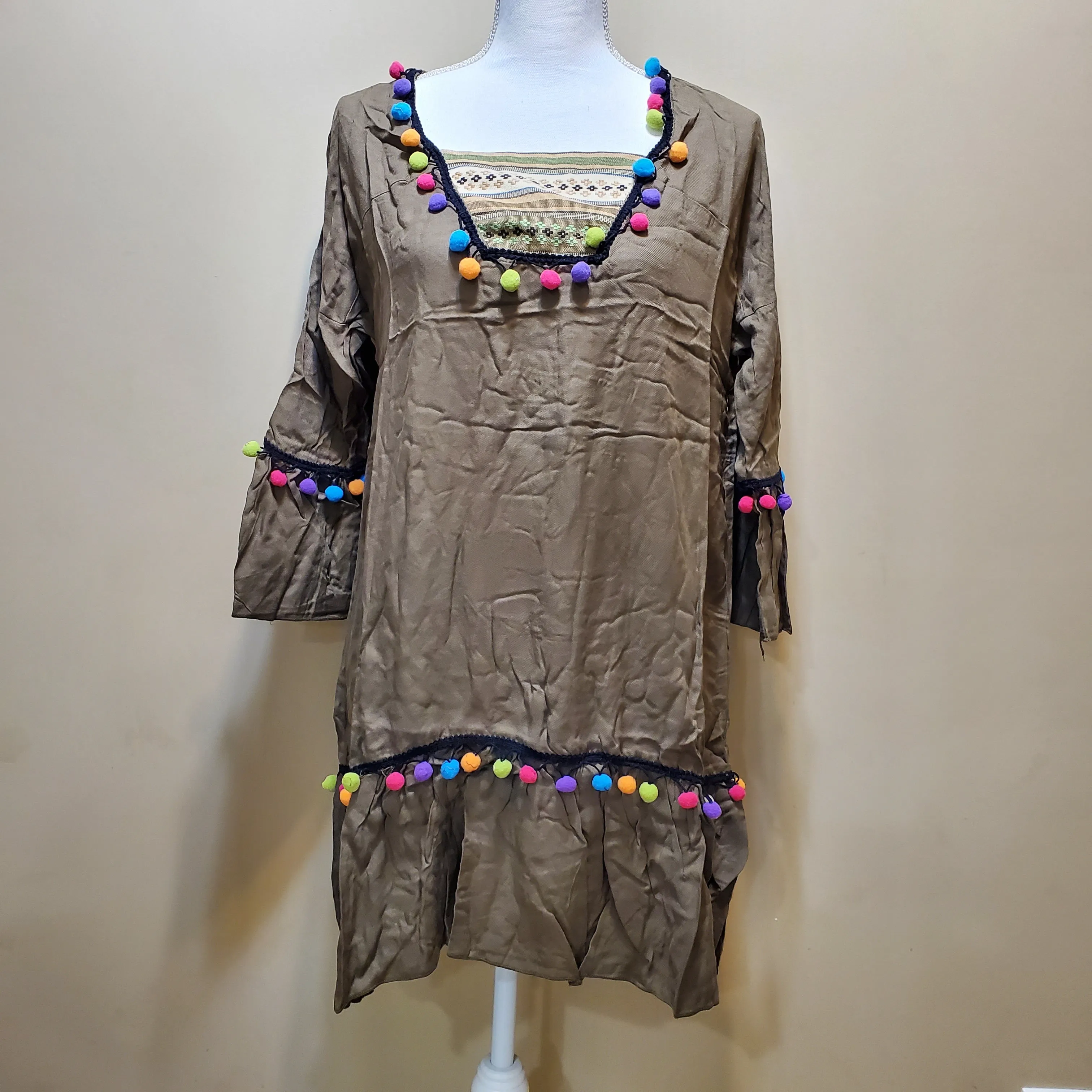 Multi Color Pom Pom Dress