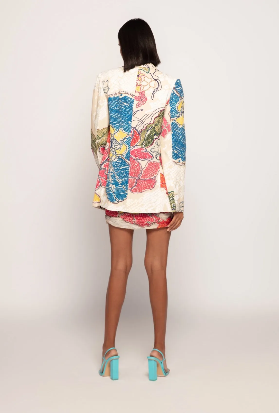 Multicolor print blazer and dress