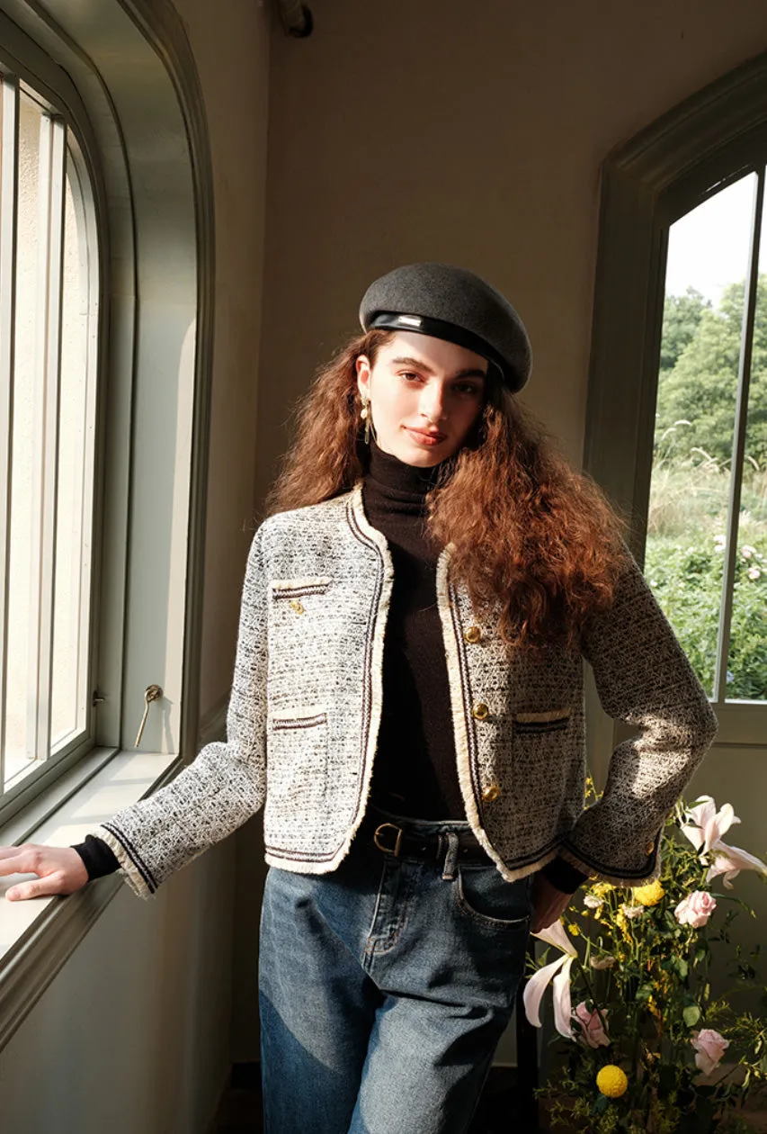 Niche Contrast Tweed Fragrance Short Blazer Jacket