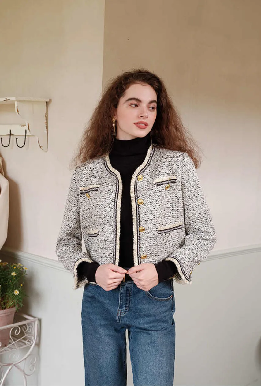 Niche Contrast Tweed Fragrance Short Blazer Jacket