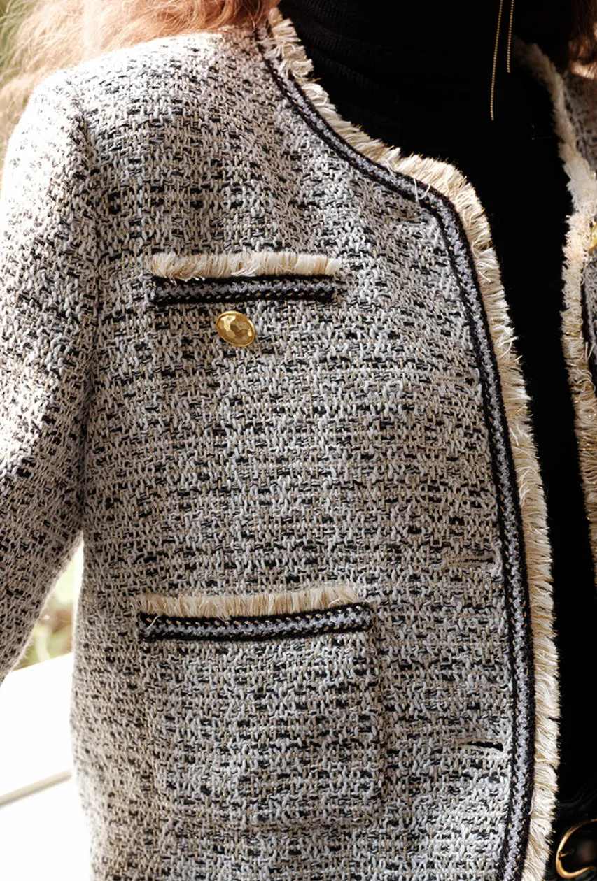 Niche Contrast Tweed Fragrance Short Blazer Jacket