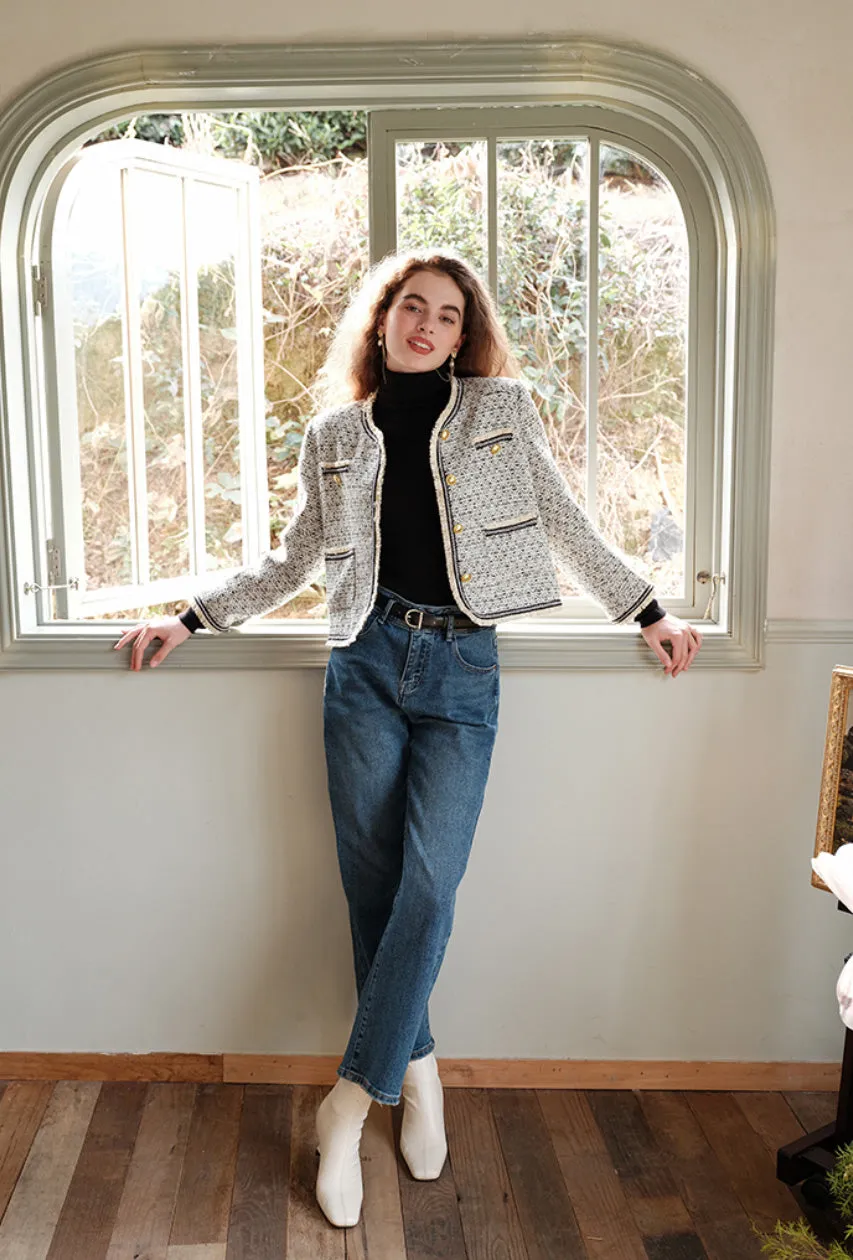 Niche Contrast Tweed Fragrance Short Blazer Jacket