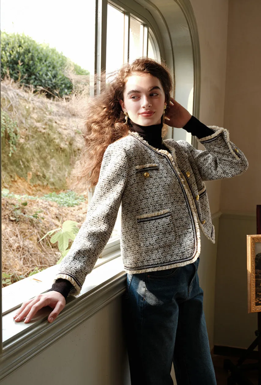 Niche Contrast Tweed Fragrance Short Blazer Jacket