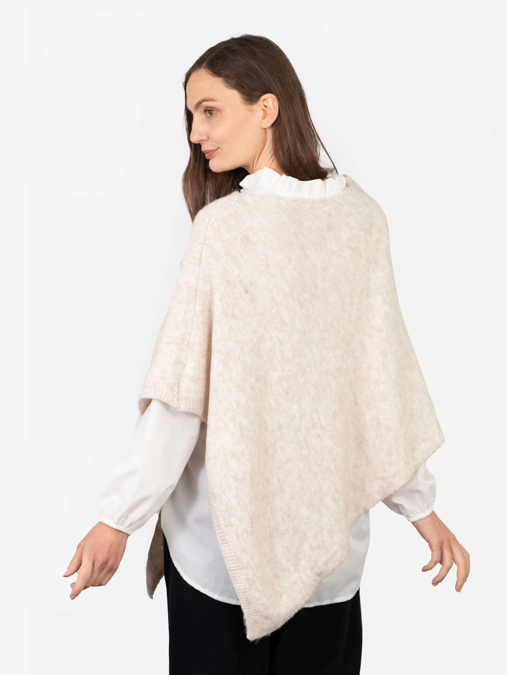 Nina Knitted Poncho - Cream