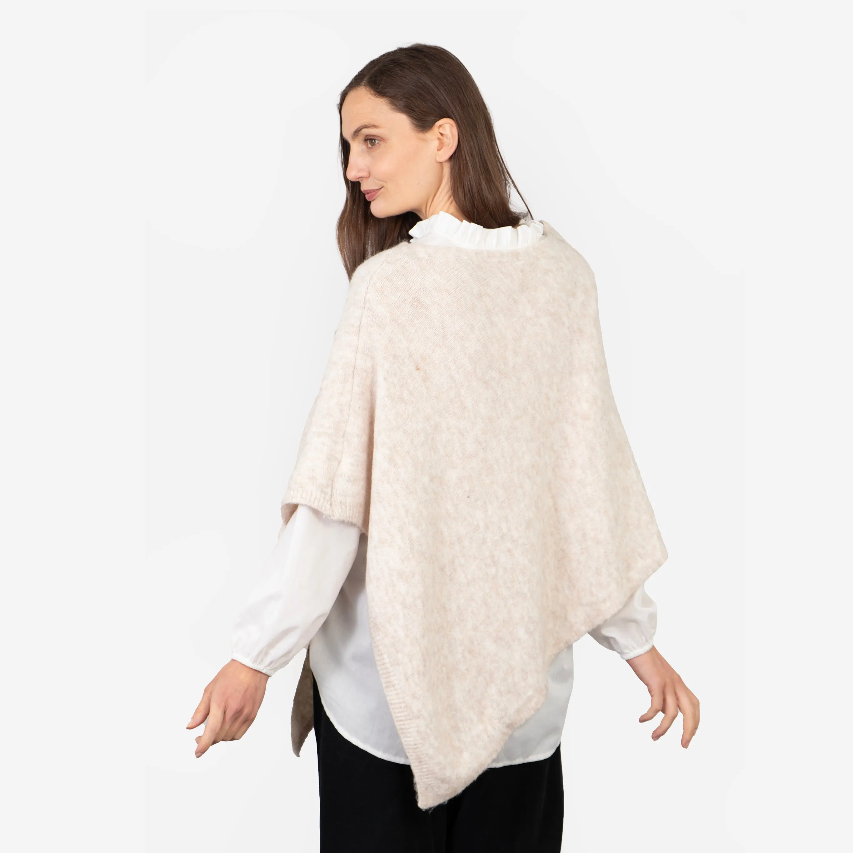 Nina Knitted Poncho - Cream