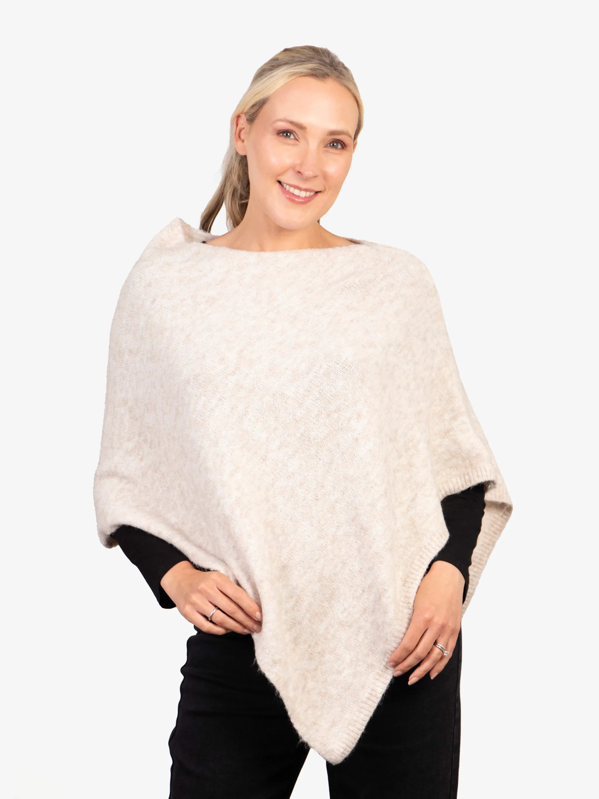 Nina Knitted Poncho - Cream