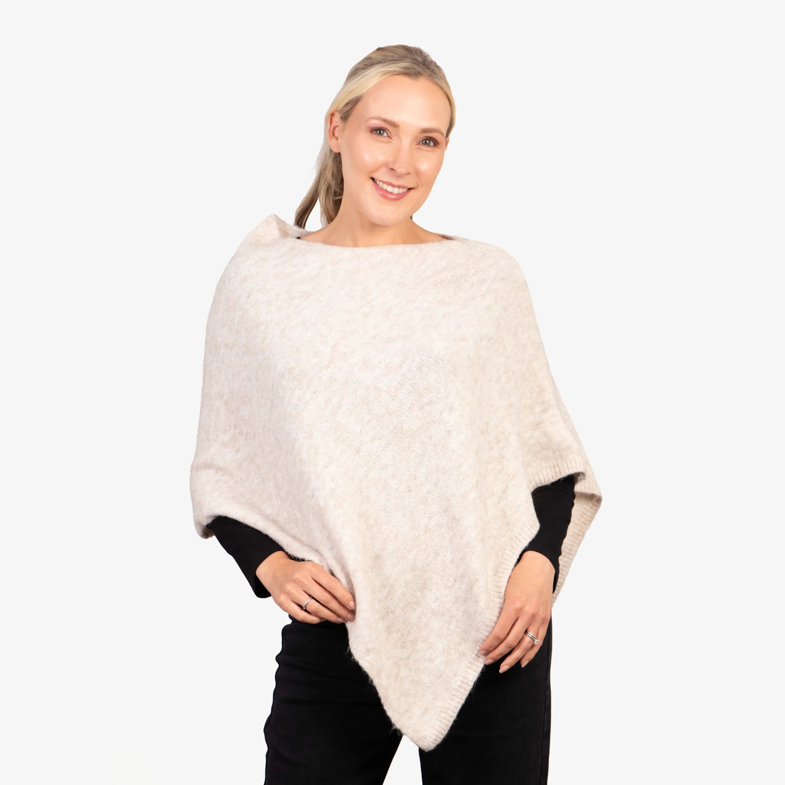 Nina Knitted Poncho - Cream