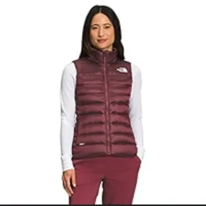 North Face 550 Down Filled Puffer Vest Size XS Women's Burgundy &amp; Peach