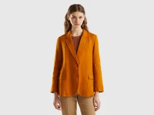 Notched Lapel Collar Solid Blazer