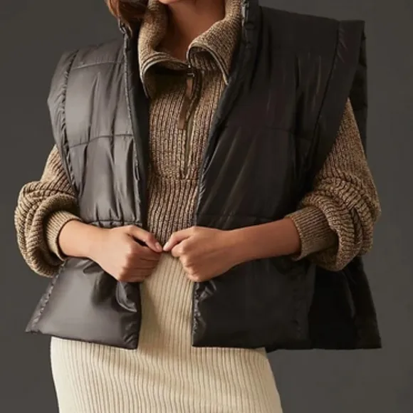 NWT Anthropologie Pilcro Packable Puffer Vest in Black One Size