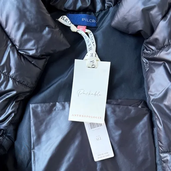 NWT Anthropologie Pilcro Packable Puffer Vest in Black One Size