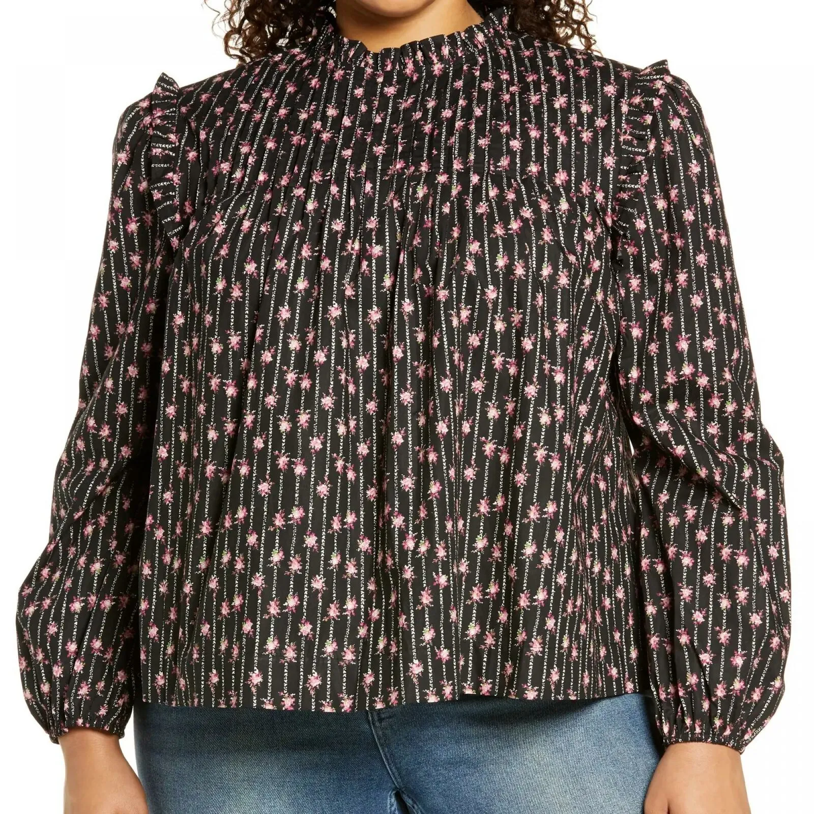 NWT Wayf Womens Plus Size Linford Floral Pintuck Top. 70603WP Plus 2X