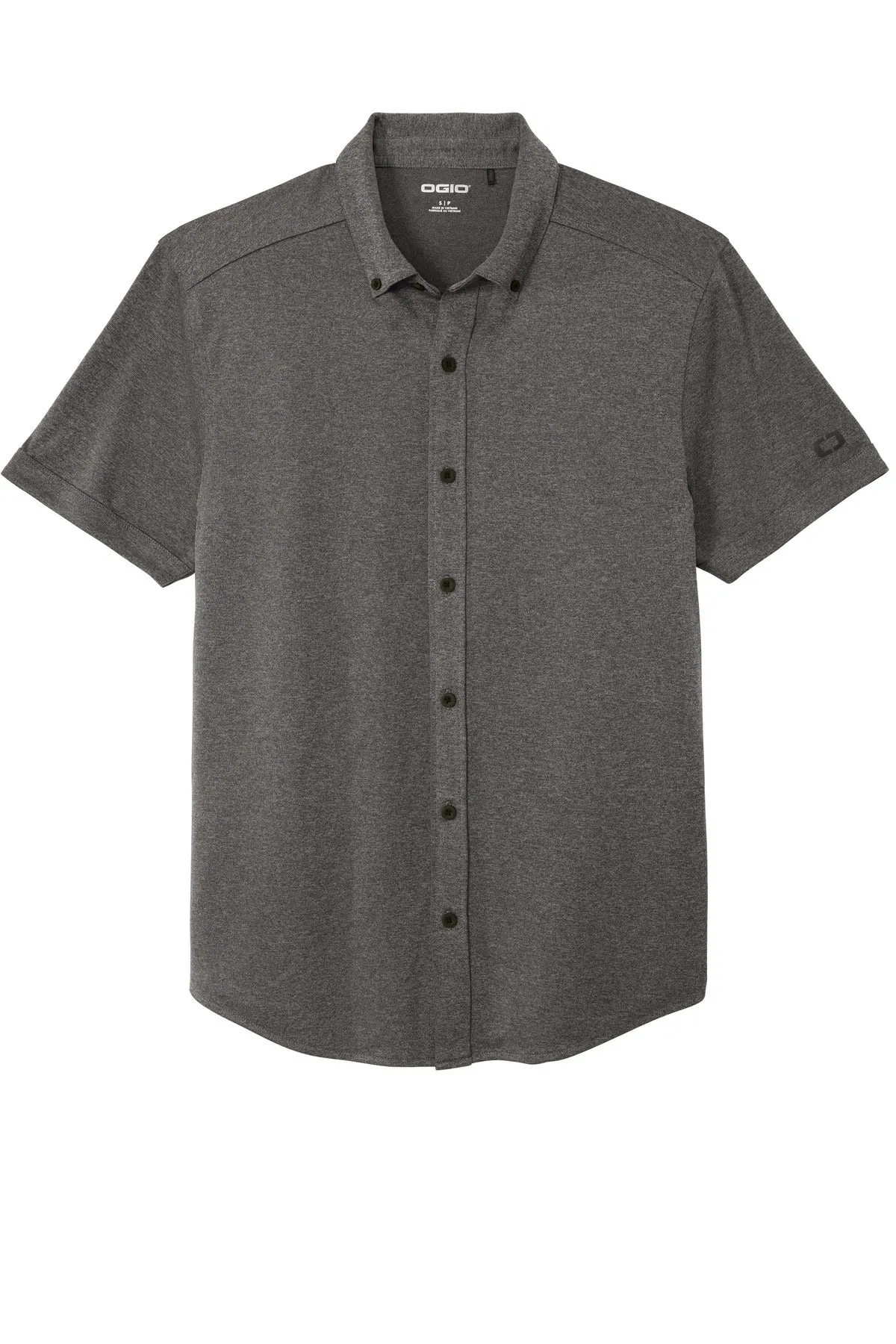 OGIO  Gravitate Full-Button Polo. OG141 Dark Heather Grey