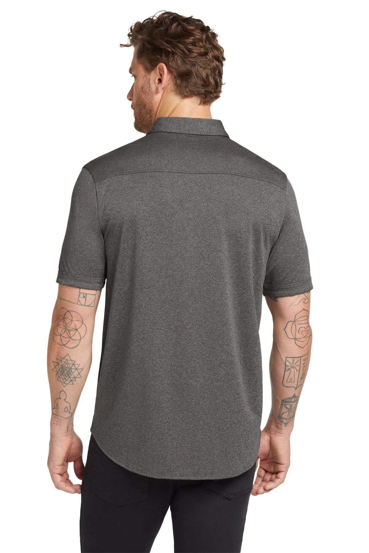 OGIO  Gravitate Full-Button Polo. OG141 Dark Heather Grey