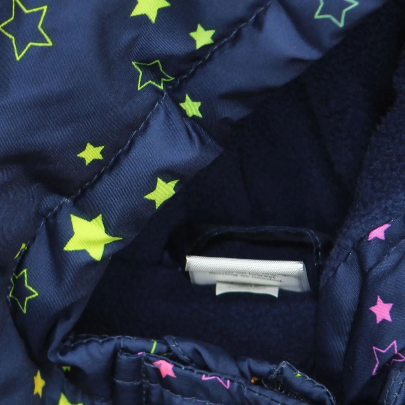 Okie Dokie Toddler Girls Fleece Lined Puffer Coat Navy Stars Blue 2T